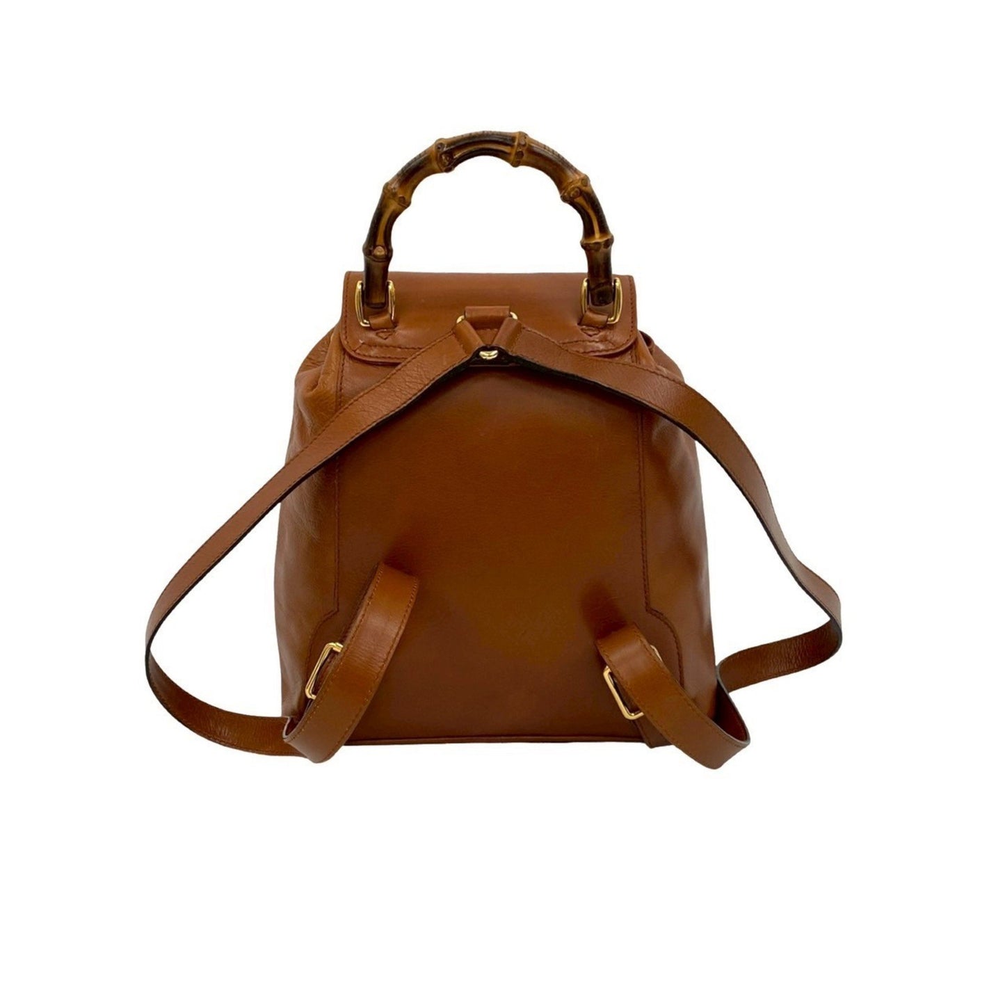 Gucci Old Gucci Bamboo Turnlock Leather Mini Rucksack/Daypack Brown 434-3