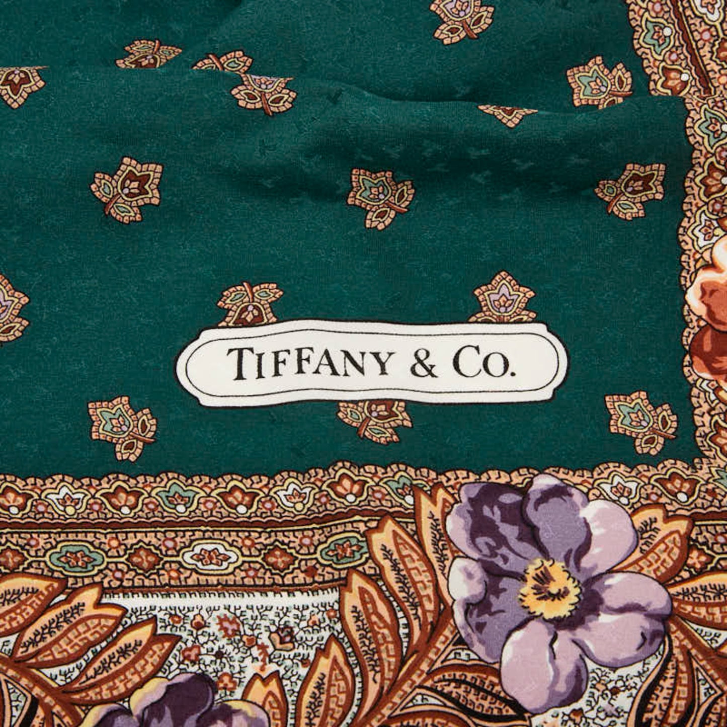 Tiffany & Co. T Logo Floral Motif Scarf