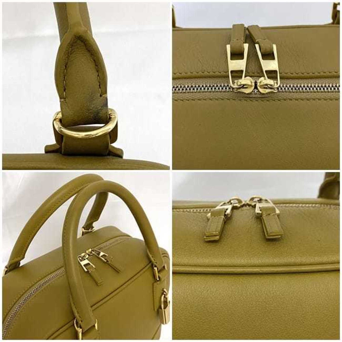 Loewe 2Way Bag Amazona Key 19 F-21325 Yellow Beige A039N10X03 Boston Handbag Leather Anagram