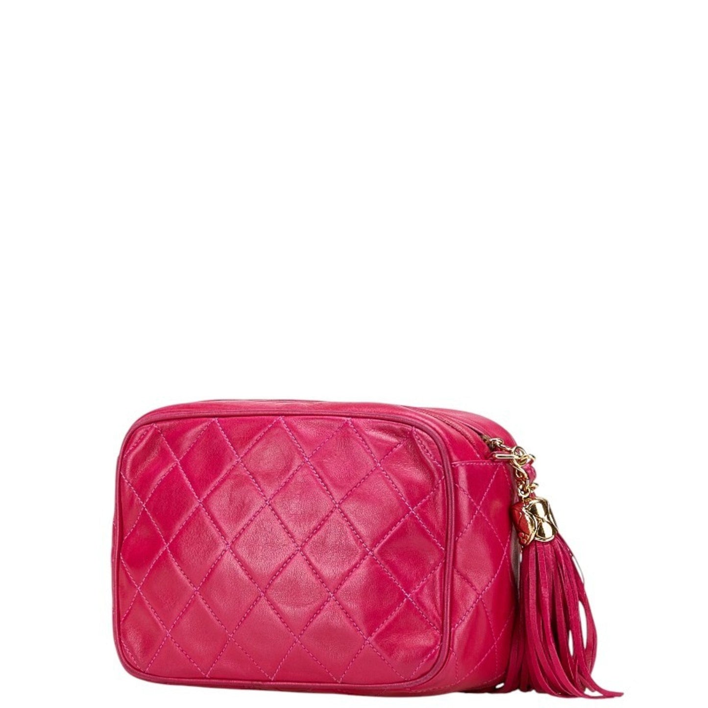 Chanel Coco Mark Matelasse Tassel Chain Shoulder Bag In Pink Lambskin