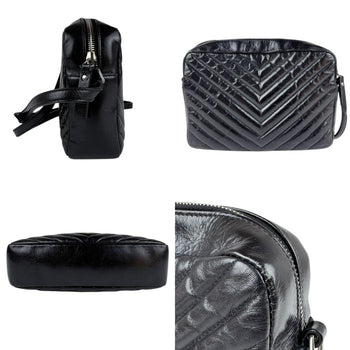 Saint Laurent Shoulder Bag Leather Black Silver