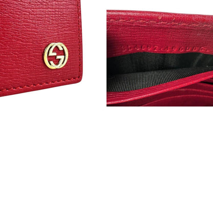 Gucci Wallet Chain Shoulder Bag Leather Metal Red Gold