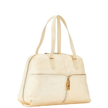 Fendi Zucca Unzipped Tote Bag Shoulder 8Br623 Beige Leather