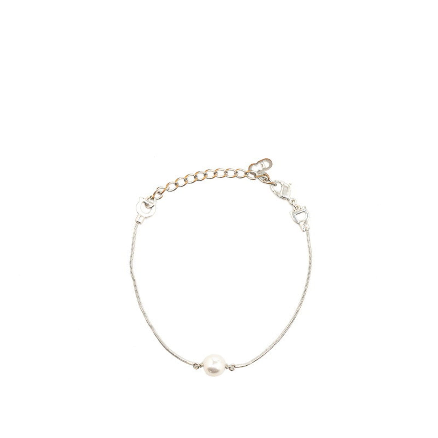 Christian Dior Dior Bracelet Silver Fake Pearl Metal