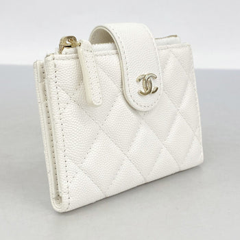Chanel Wallet/Coin Case Matelasse Caviar Leather White