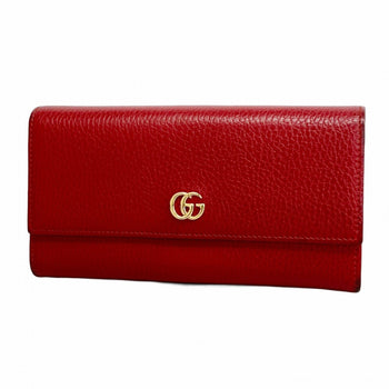 Gucci Gg Marmont Long Wallet 456116 Leather Red