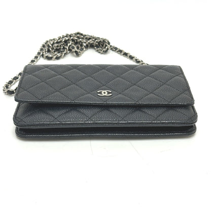 Chanel Ap0250 Matelasse Chain Wallet Shoulder Bag In Caviar Leather
