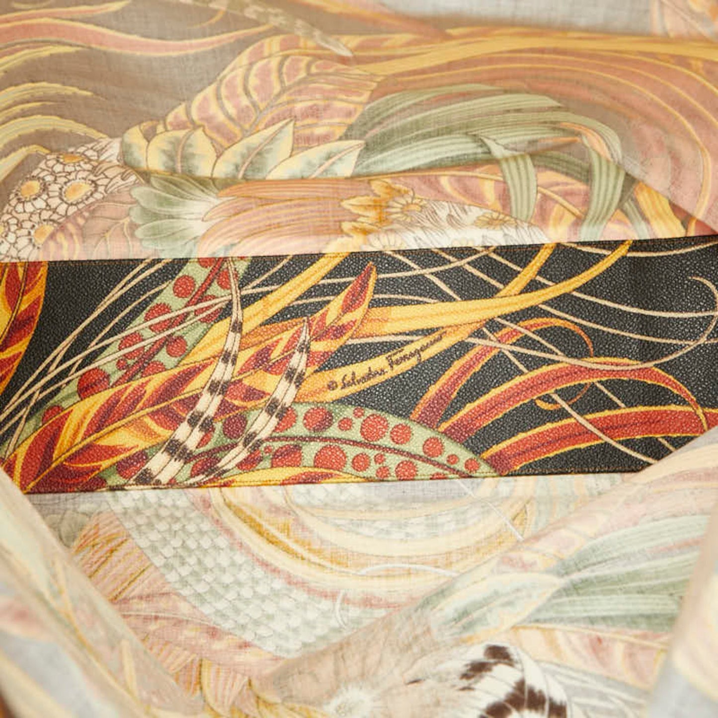 Salvatore Ferragamo Botanical Folding Tote Bag In Multicolored Leather