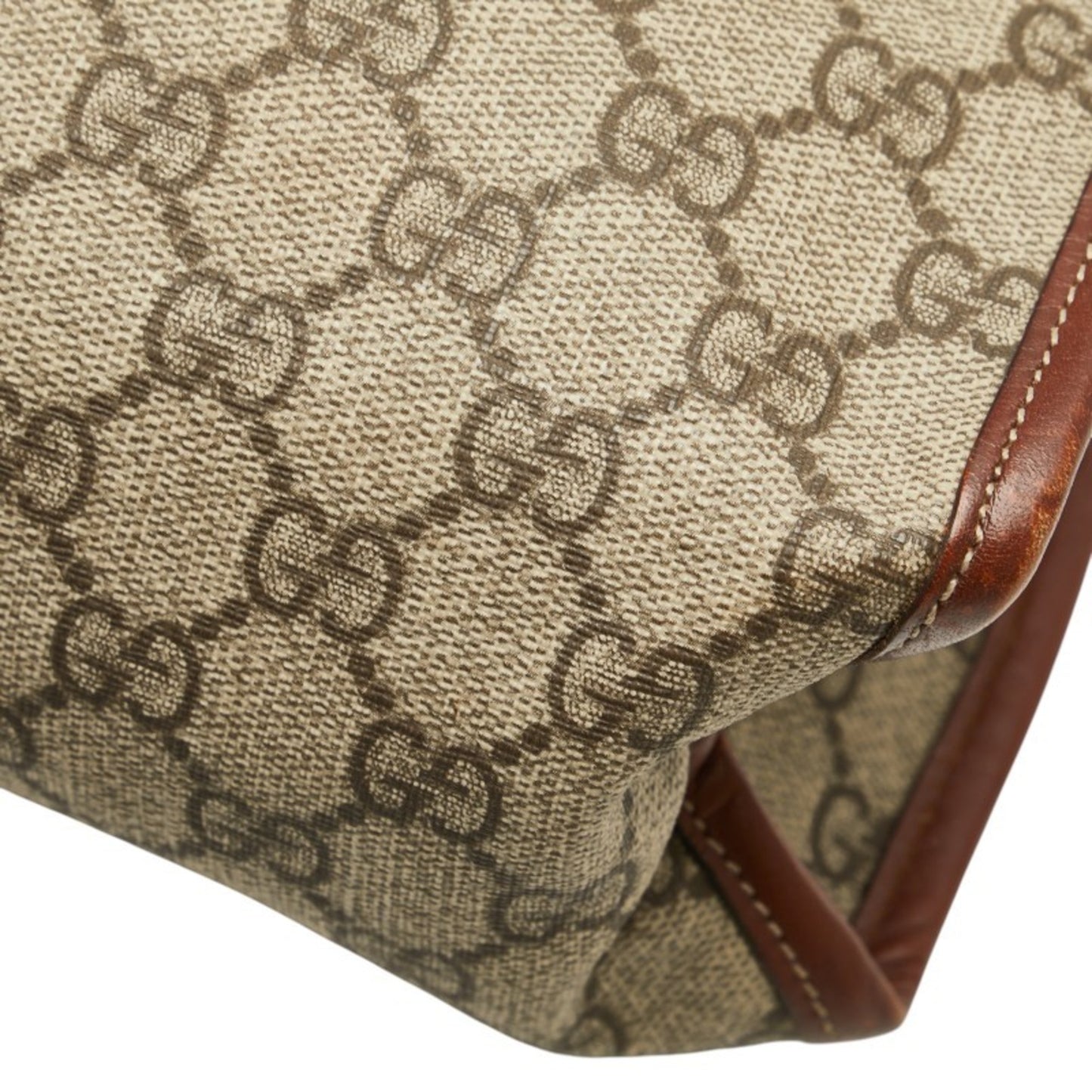 Gucci Gg Supreme Tote Bag 211135 Beige Brown Leather