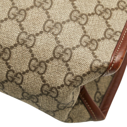Gucci Gg Supreme Tote Bag 211135 Beige Brown Leather
