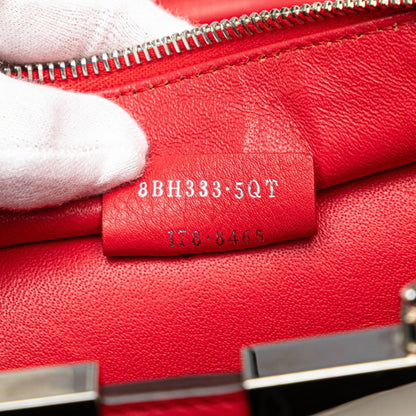 Fendi Petit Trois Jours Handbag 8Bh333 Red Leather