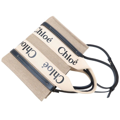 Chlo Chloe Woody Small Tote (Chc22As397I2691J) Handbag In Linen And Calfskin