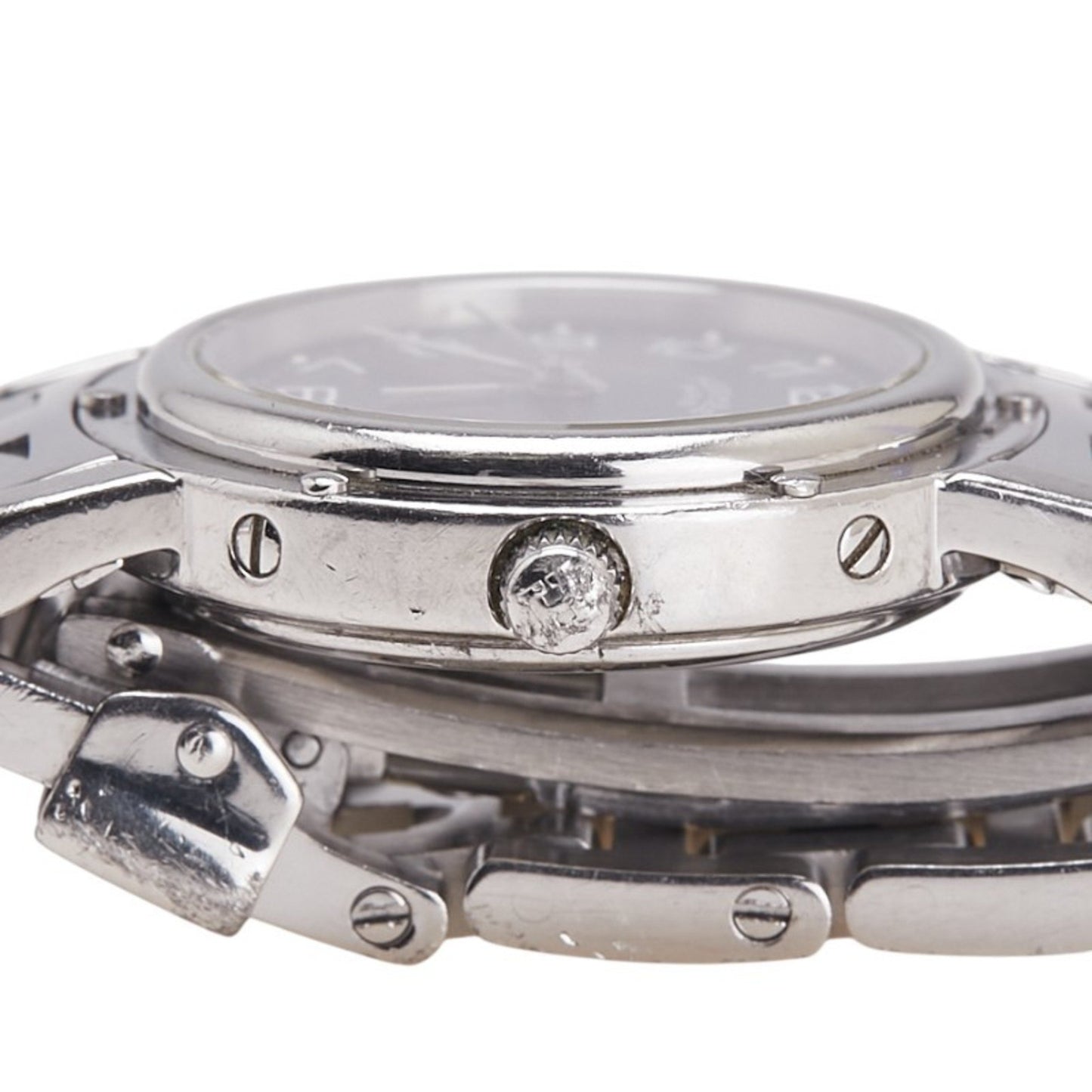 Herms Clipper Watch Cl4.210 Quartz Navy Dial Stainless Steel