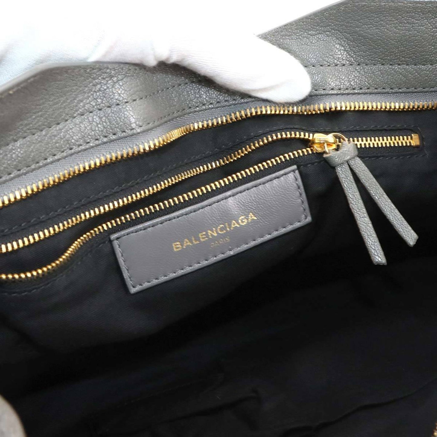 Balenciaga Classic Metallic Edge City 2-Way Hand/Shoulder Bag In Grey Leather