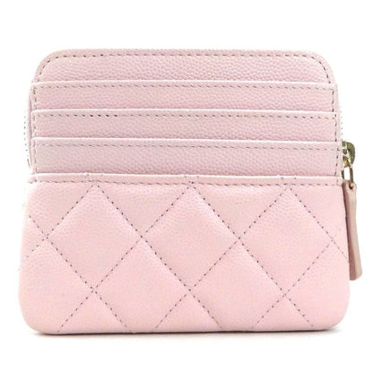 Chanel Wallet/Coin Case Chanel 19 Zip Caviar Skin Leather Light Pink