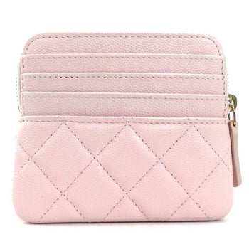 Chanel Wallet/Coin Case Chanel 19 Zip Caviar Skin Leather Light Pink