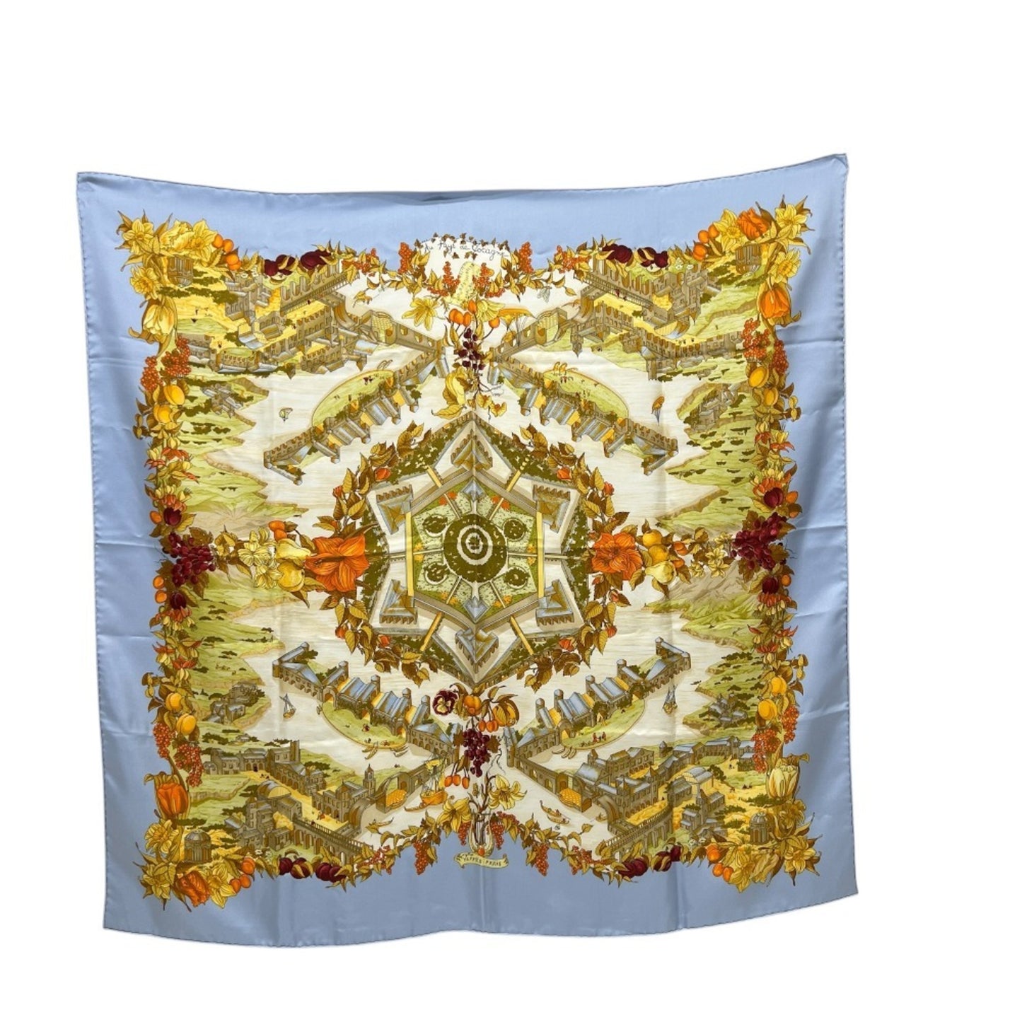 Hermes Carr 90 "Au Pays De Cocagne" (In Paradise) Silk Scarf