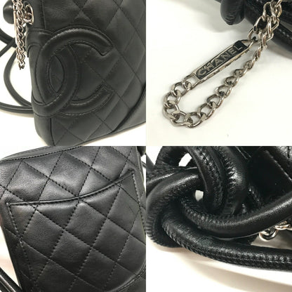 Chanel Cambon Line Small Pochette Black Leather Shoulder Bag Coco Mark 9Th Series Chanel