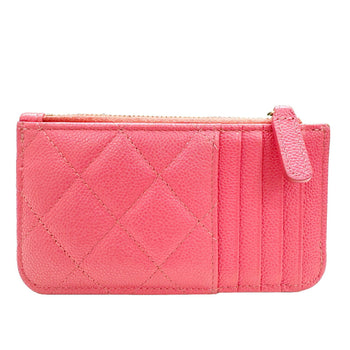 Chanel Chanel Matelasse Coin Case Wallet Card Business Holder Caviar Skin Ap2570 Pink Random Number