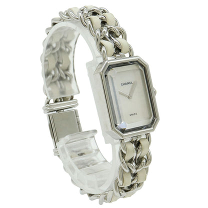 Chanel Premiere White Shell Dial Large Stainless Steel Leather