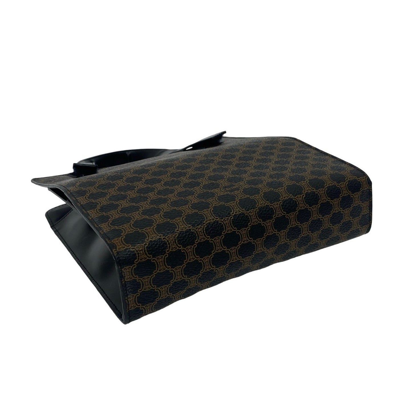 Celine Macadam Blason Pattern Leather Handbag/Mini Tote Bag In Black