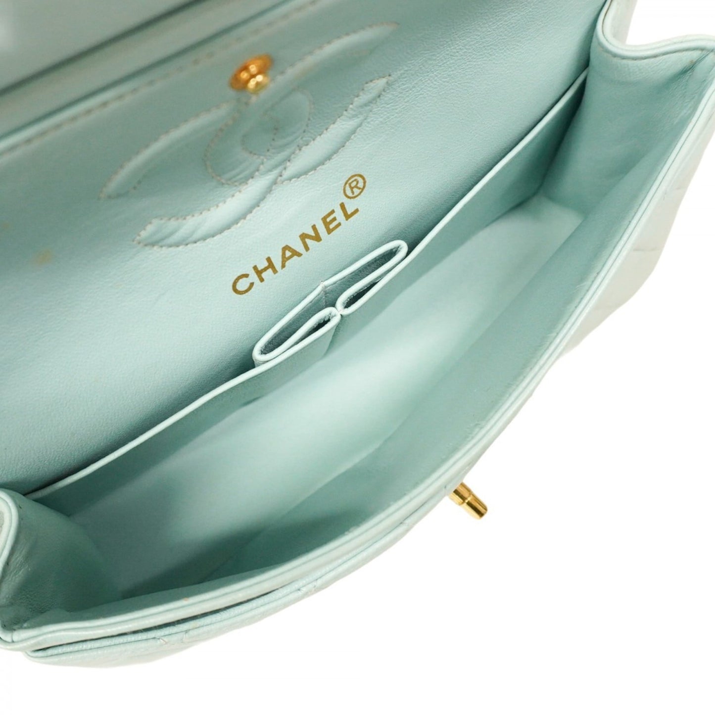 Chanel Shoulder Bag Matelasse Double Flap Chain Lambskin Green