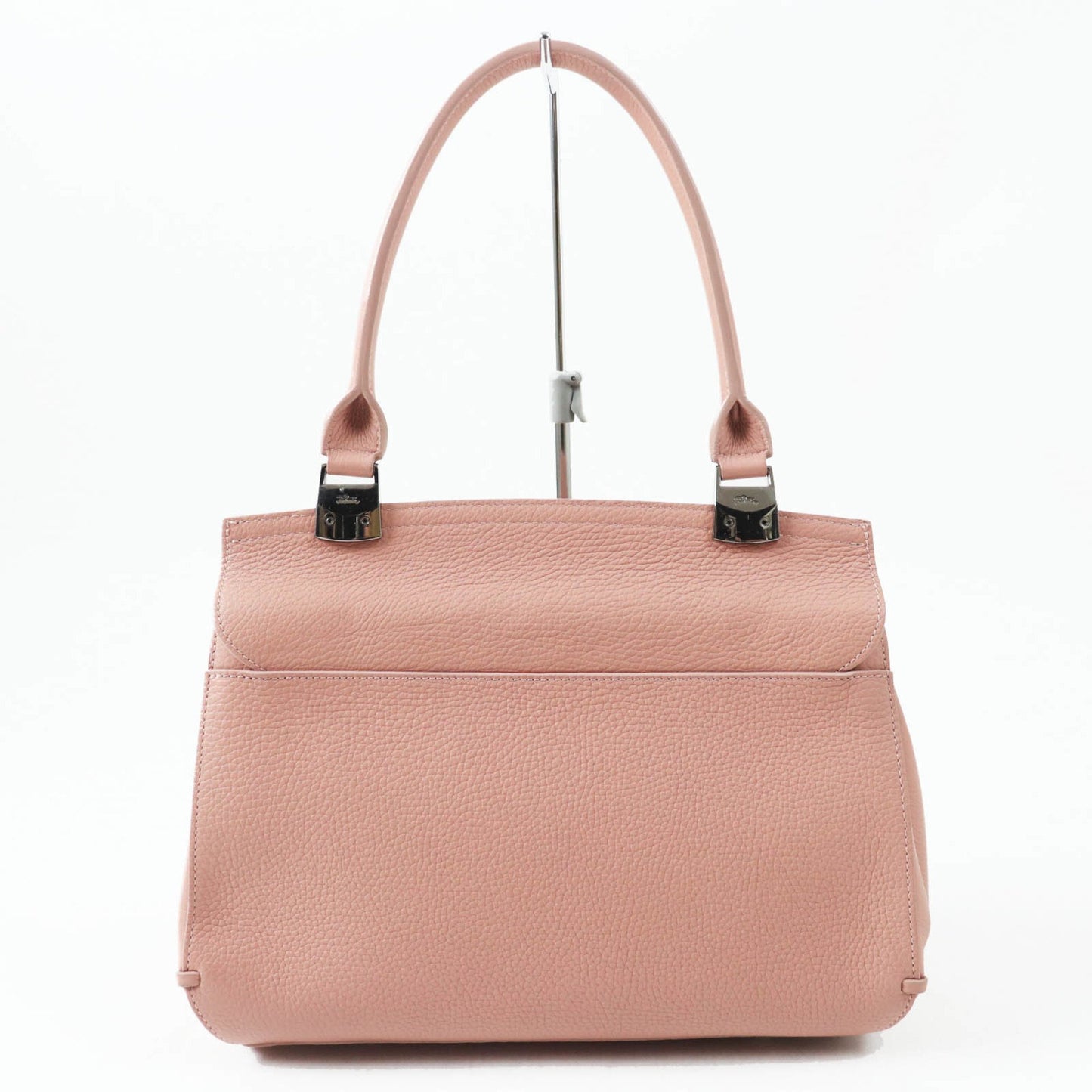 Longchamp Madeleine 2077886258 Logo-Embossed Leather Handbag In Dusty Pink