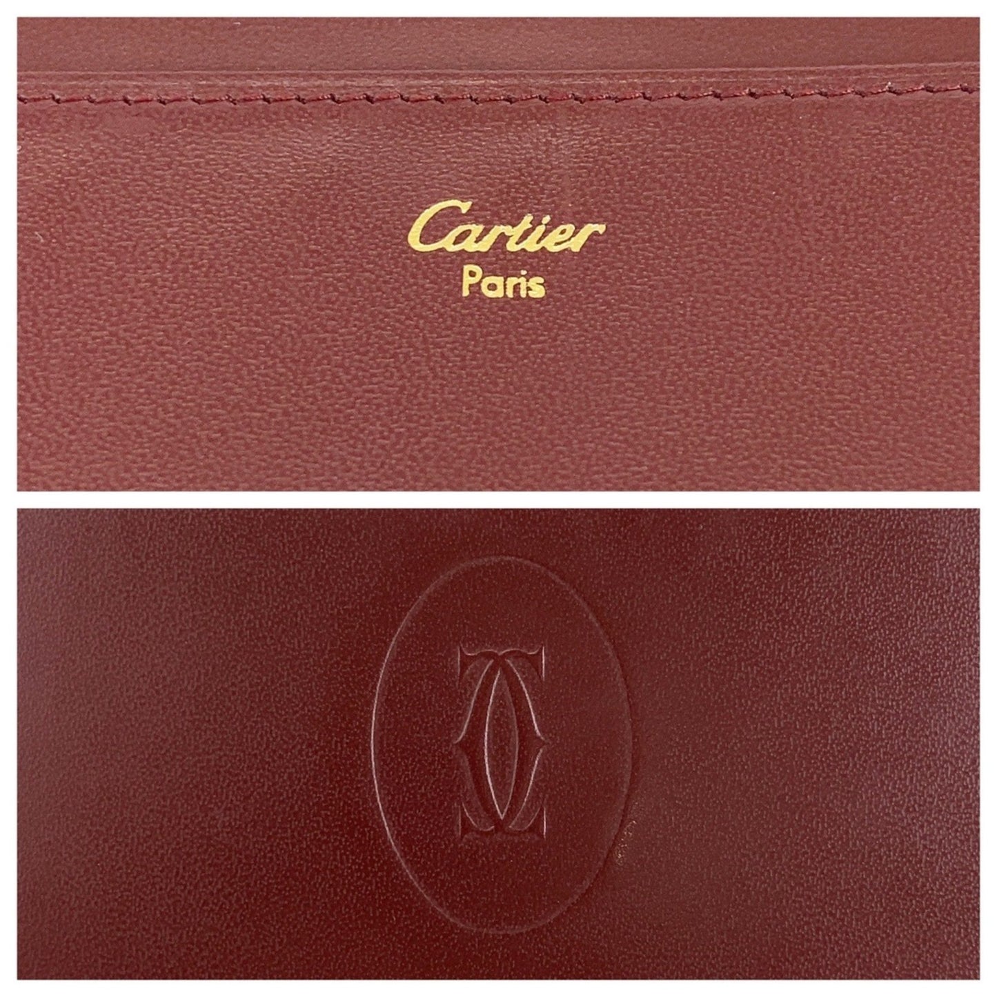 Cartier Must Line Bordeaux Gold Hardware Leather Long Wallet