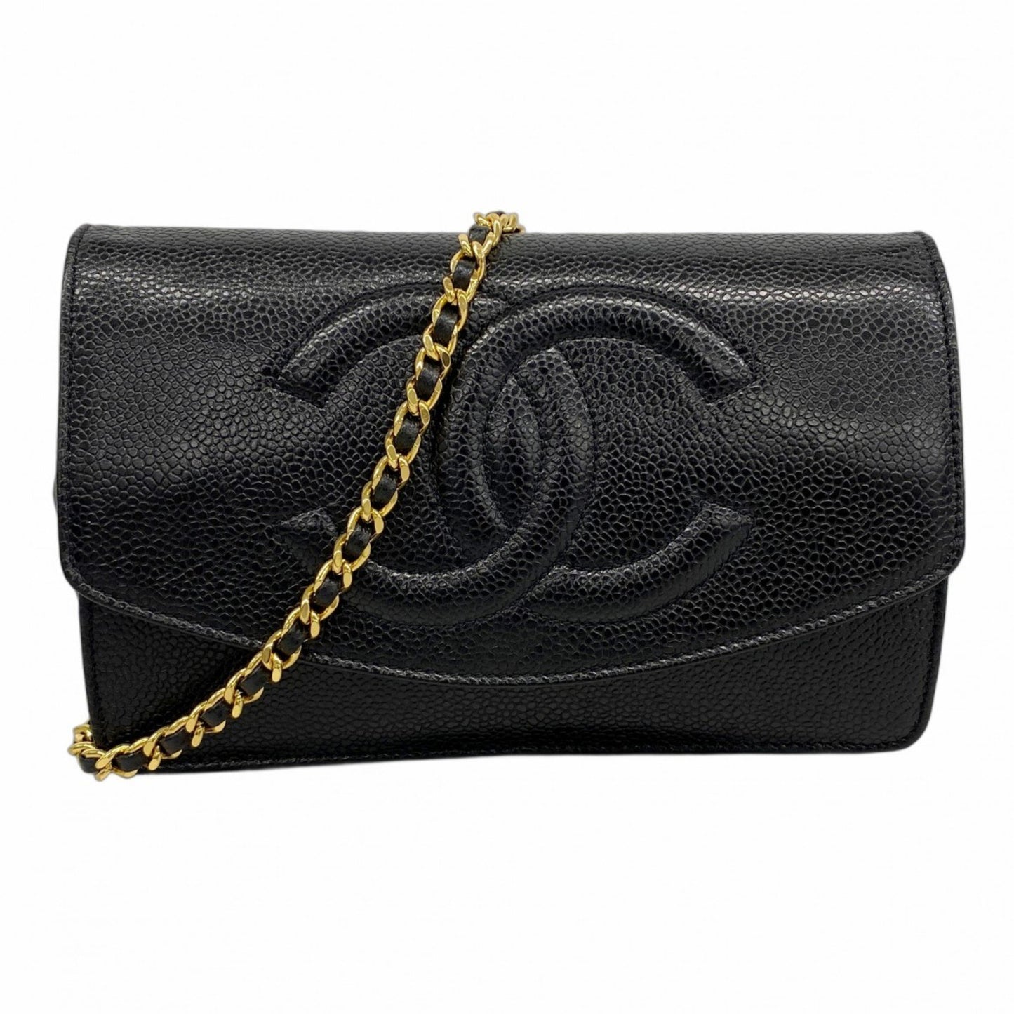 Chanel Shoulder Wallet Chain Caviar Skin Black