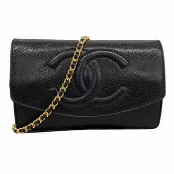 Chanel Shoulder Wallet Chain Caviar Skin Black