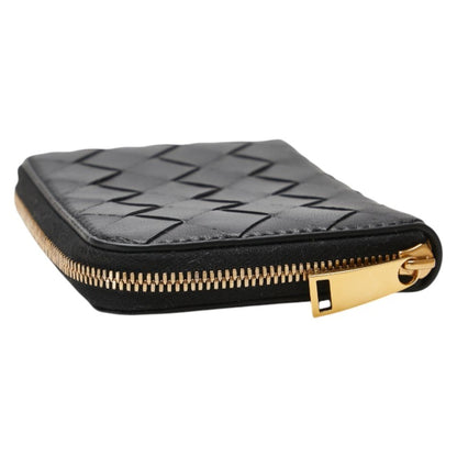 Bottega Veneta Intrecciato Wallet/Coin Case Compact Wallet Black Leather
