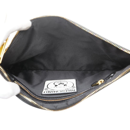 Moschino Bear Print Clutch Bag In Pink Leather