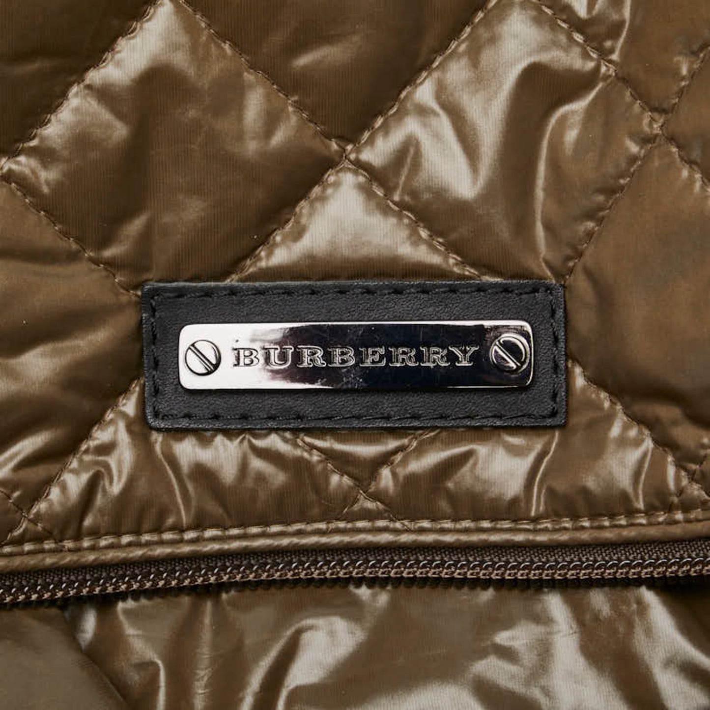 Burberry Logo Plate Shoulder Bag Khaki Black Nylon