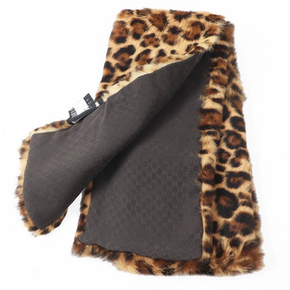 Gucci 322989 Lapin Fur Leopard Print Shawl/Scarf With 100% Silk Lining And Gg Pattern