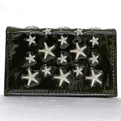 Jimmy Choo Business Card Case Ec-23889 Khaki Green Patent Leather Jimmy Choo Studded Star Design