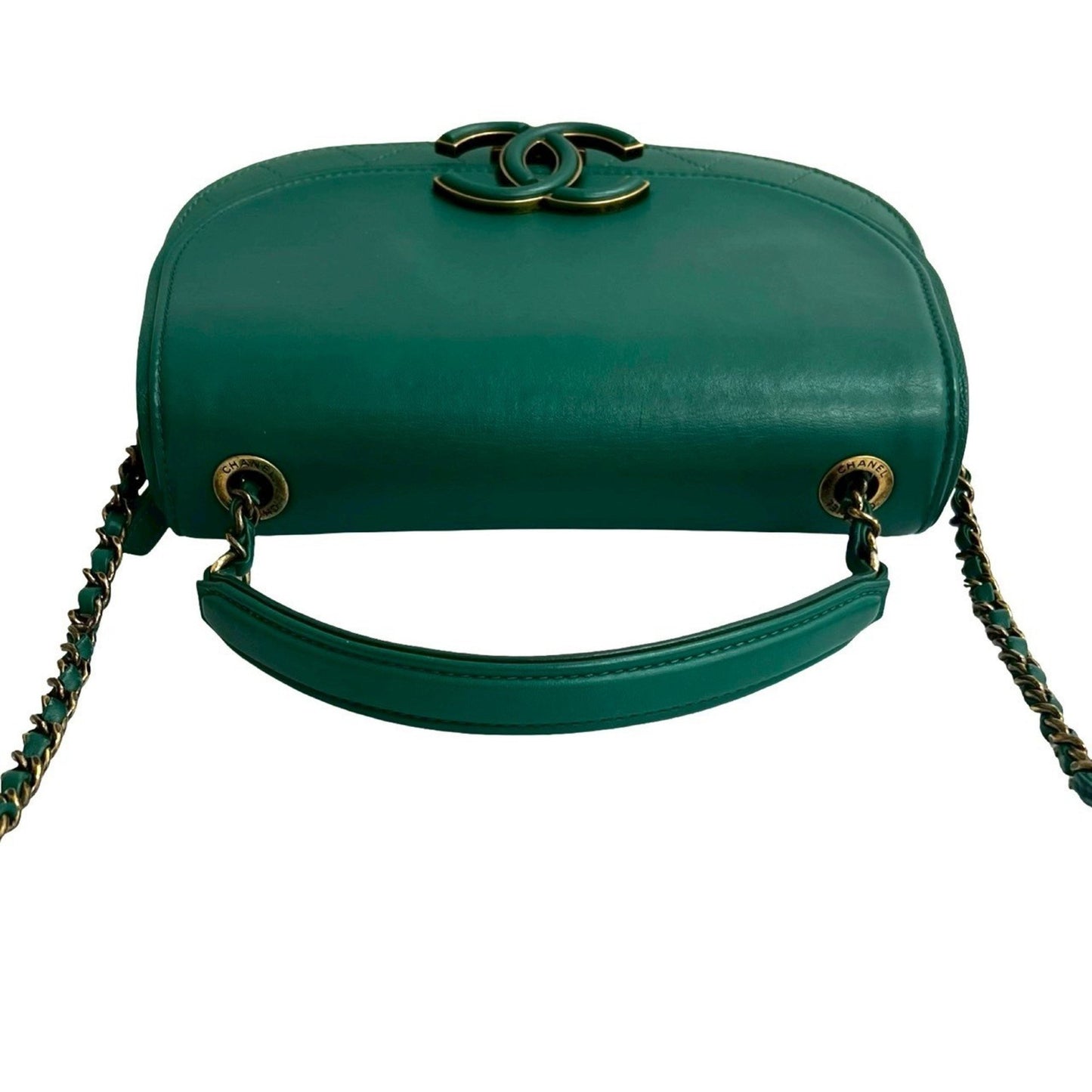 Seal No. 23 Chanel Coco Curve Deca Calf Leather Chain Shoulder Bag Green 110-3