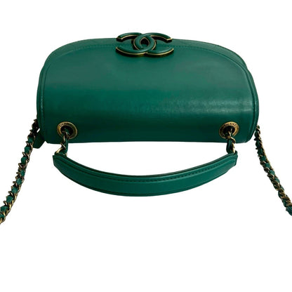 Seal No. 23 Chanel Coco Curve Deca Calf Leather Chain Shoulder Bag Green 110-3