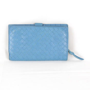 Bottegaveneta Bottega Veneta Intrecciato 114074 Bi-Fold Wallet Leather Blue