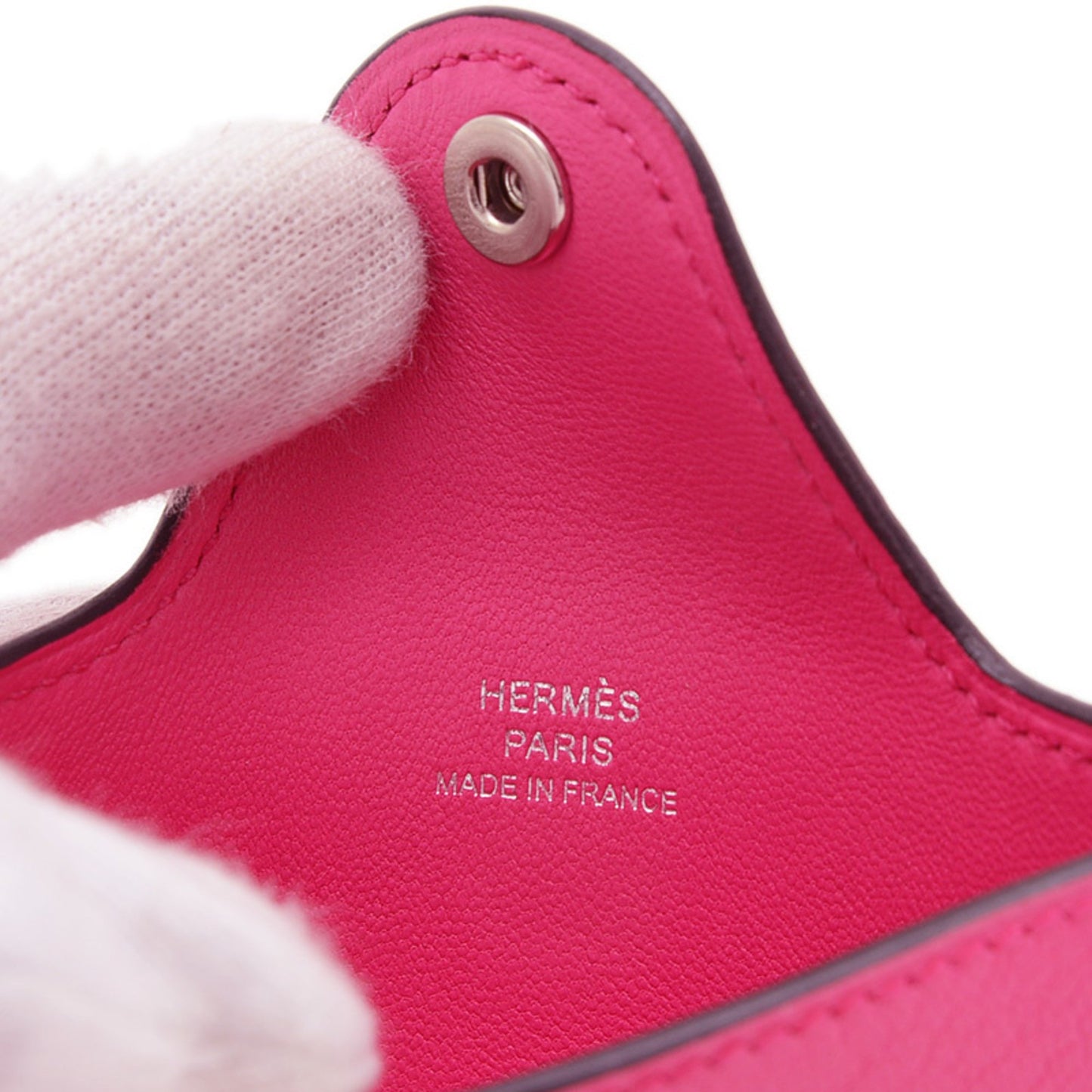Hermes Ilias Business Card Holder/Card Case Evercolor Fuchsia Pink W Engraved