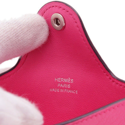 Hermes Ilias Business Card Holder/Card Case Evercolor Fuchsia Pink W Engraved
