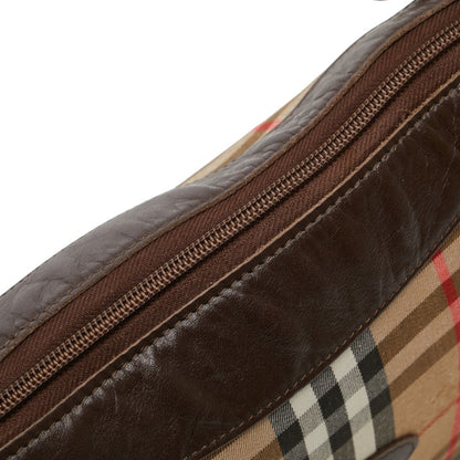 Burberry Nova Check Shadow Horse One-Shoulder Bag In Beige Multicolor Canvas