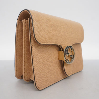 Gucci Interlocking G Shoulder Bag 510304 Leather Beige Champagne