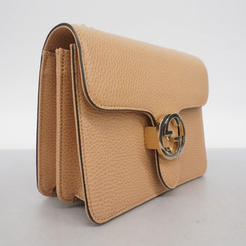 Gucci Interlocking G Shoulder Bag 510304 Leather Beige Champagne