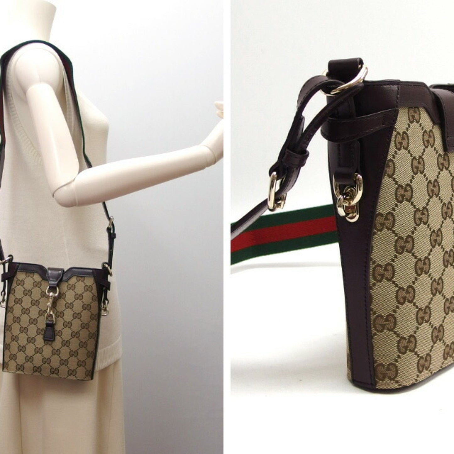 Gucci Gg Shadow Sherry Line Mini Bucket Bag Shoulder Unused