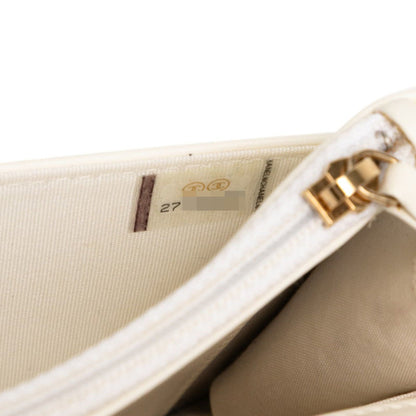 Chanel Boy Chanel Coco Mark Crossbody Chain Wallet Shoulder Bag In White Caviar Skin