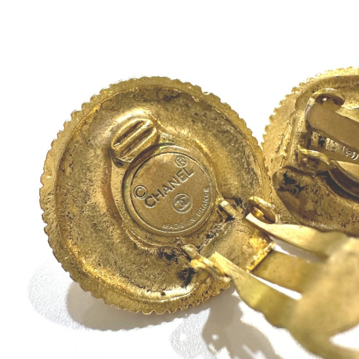 Chanel Clear Stone Earrings Metal