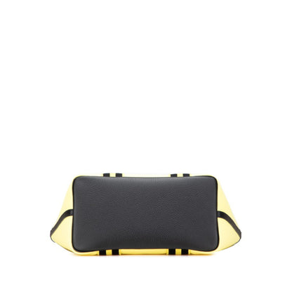 Hermes Pur Sangle Handbag Tote Bag Yellow Black Canvas Taurillon Clemence