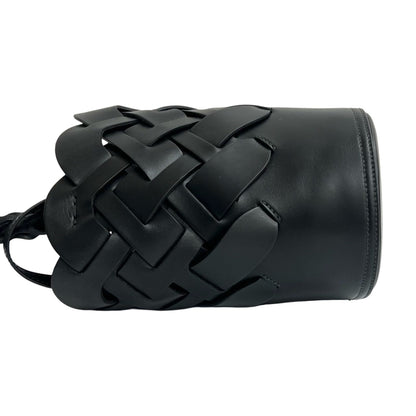 Prada Prada Logo Embossed Mesh Leather Semi-Shoulder Bag/One-Shoulder Bag Handbag Black E40-5