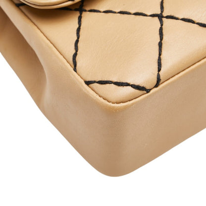 Chanel Coco Mark Matelasse Wild Stitch Chain Shoulder Bag In Beige Lambskin