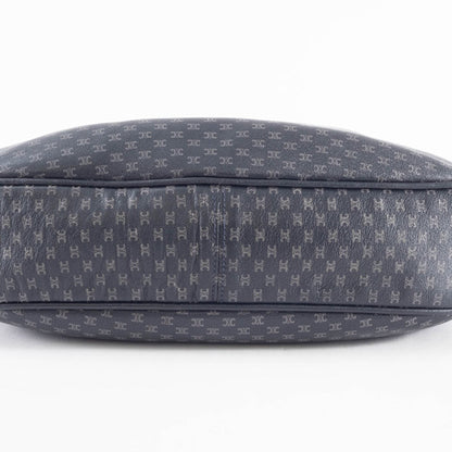 Celine Blason Shoulder Bag In Navy Macadam